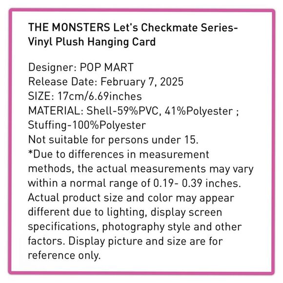 Labubu Let’s Checkmate Series - The Monsters Vinyl Plush Hanging Card - Picture 12 of 14